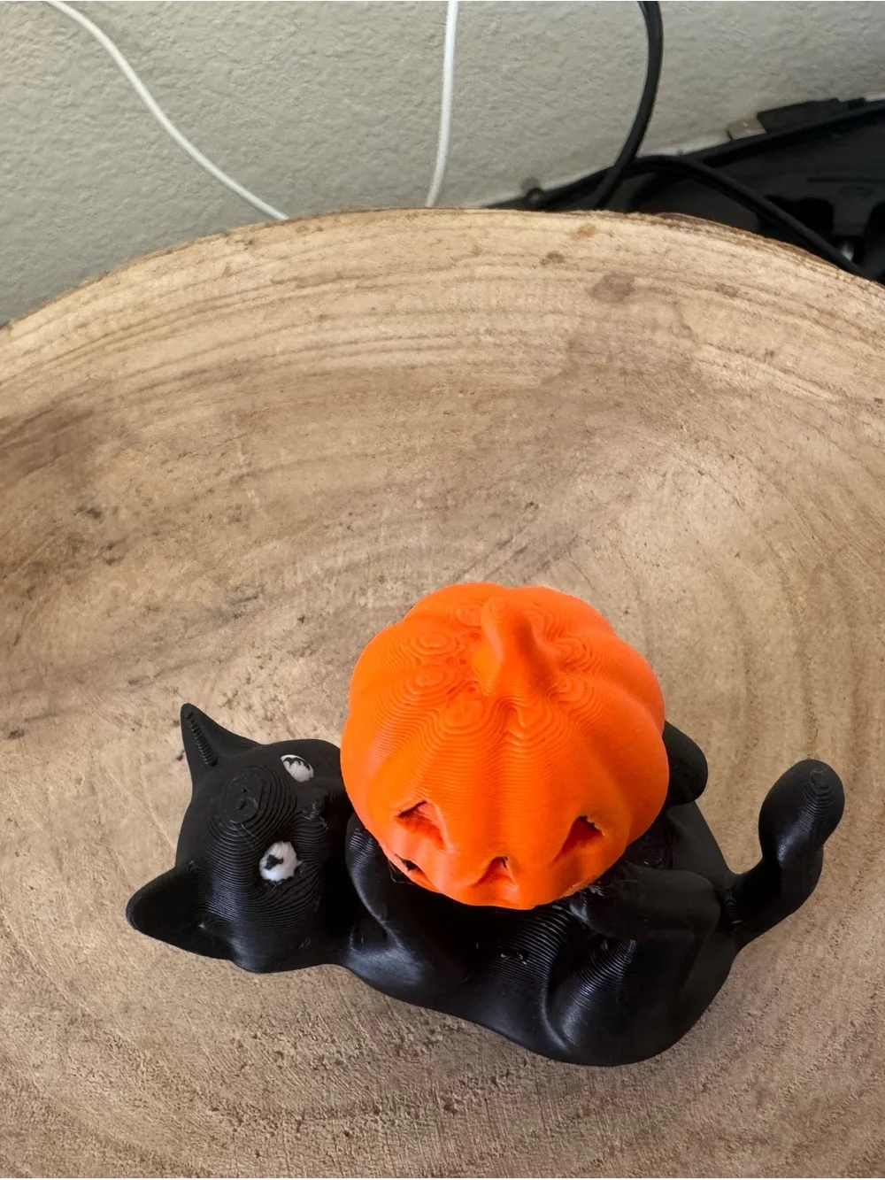 Black Cat with Orange Pumpkin Pet Toy / Decor